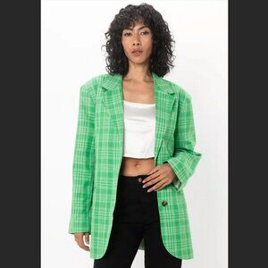ASOS Grandad Suit Green Plaid Blazer Two Button Size 6 Women's